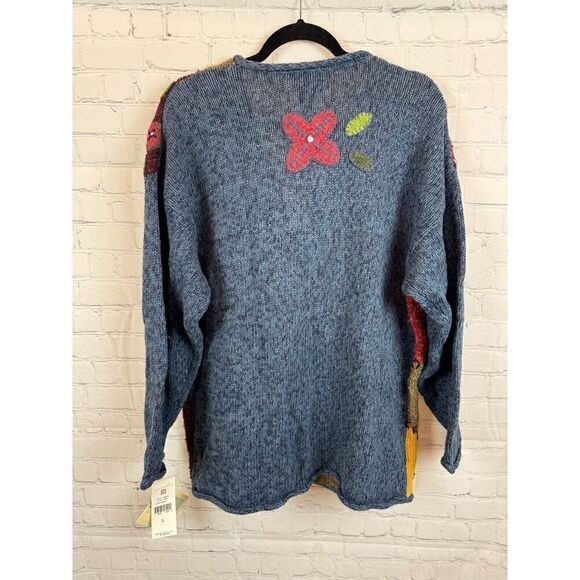 SUSAN BRISTOL multicolor patchwork embroidered knit cardigan sweater L NWT - Picture 10 of 11